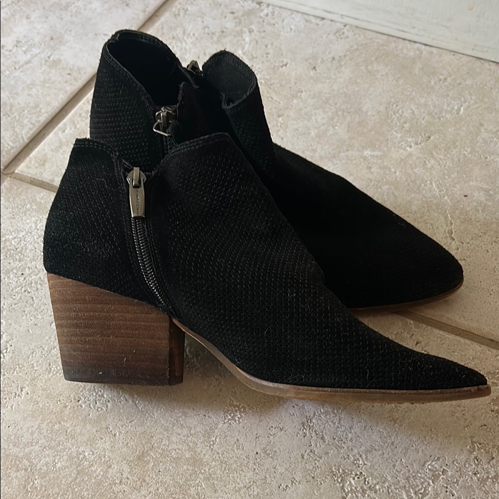 Vince Camuto Black Ankle Boots with Wooden Heel